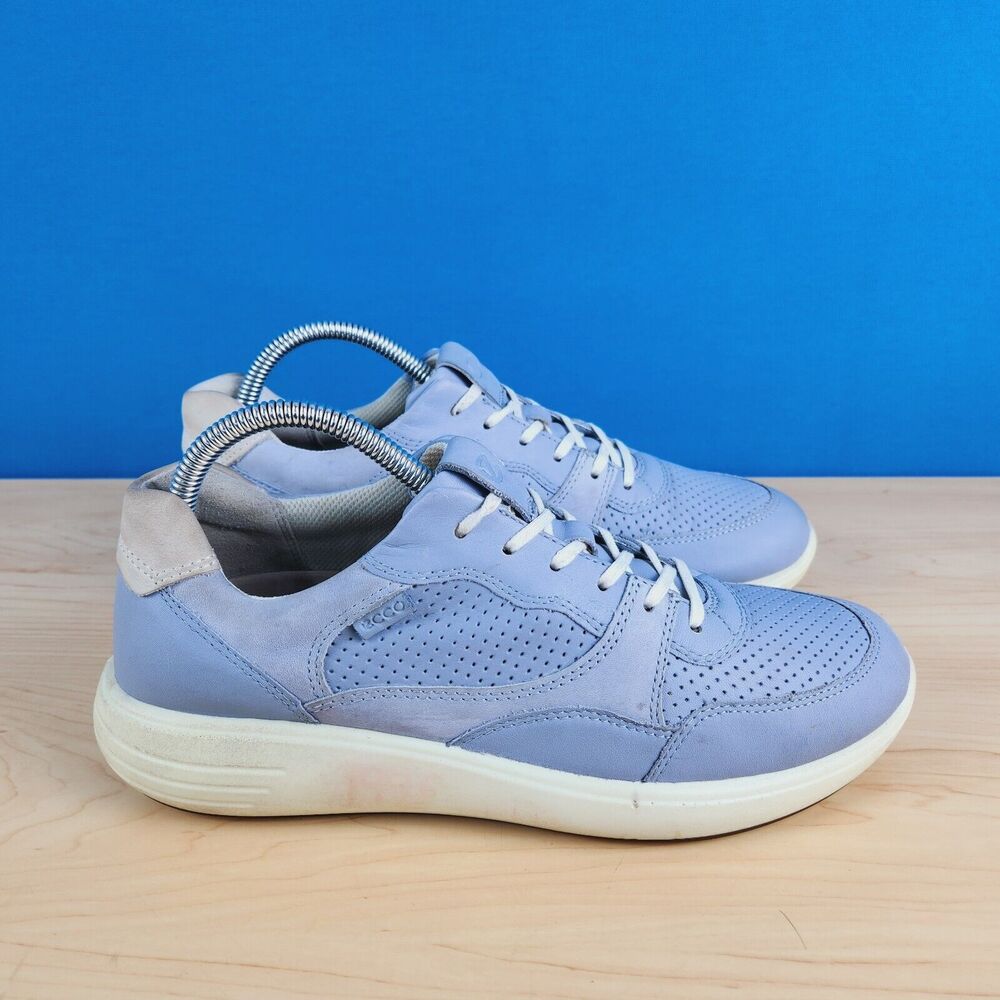 Ecco Soft 7 Womens Size 10 Runner Shoes Dusty Blue Leather‎ Athletic Sneakers
